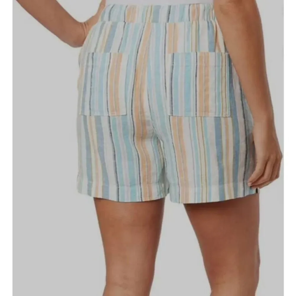 NWT Briggs Women's XXL Multicolor Striped Linen Blend Drawstring Shorts